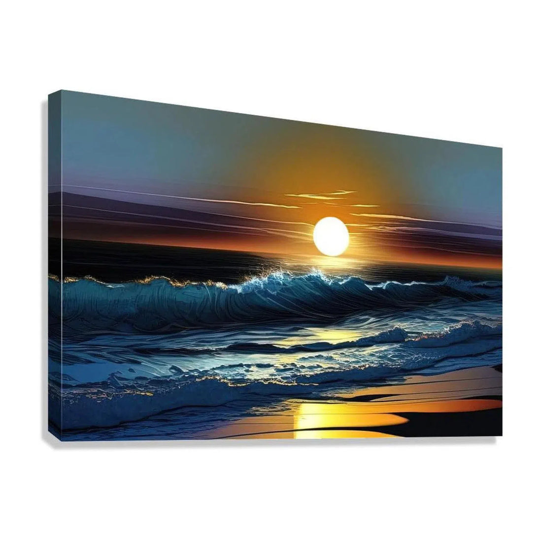 Beautiful Evening At Sea Sunset, Ocean Art Print 32502 Giclée Stretched Canvas Print Visual Wall Art