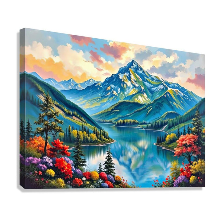 Beautiful Lake Landscape Nature Art Print 43705 Giclée Stretched Canvas Print Visual Wall Art