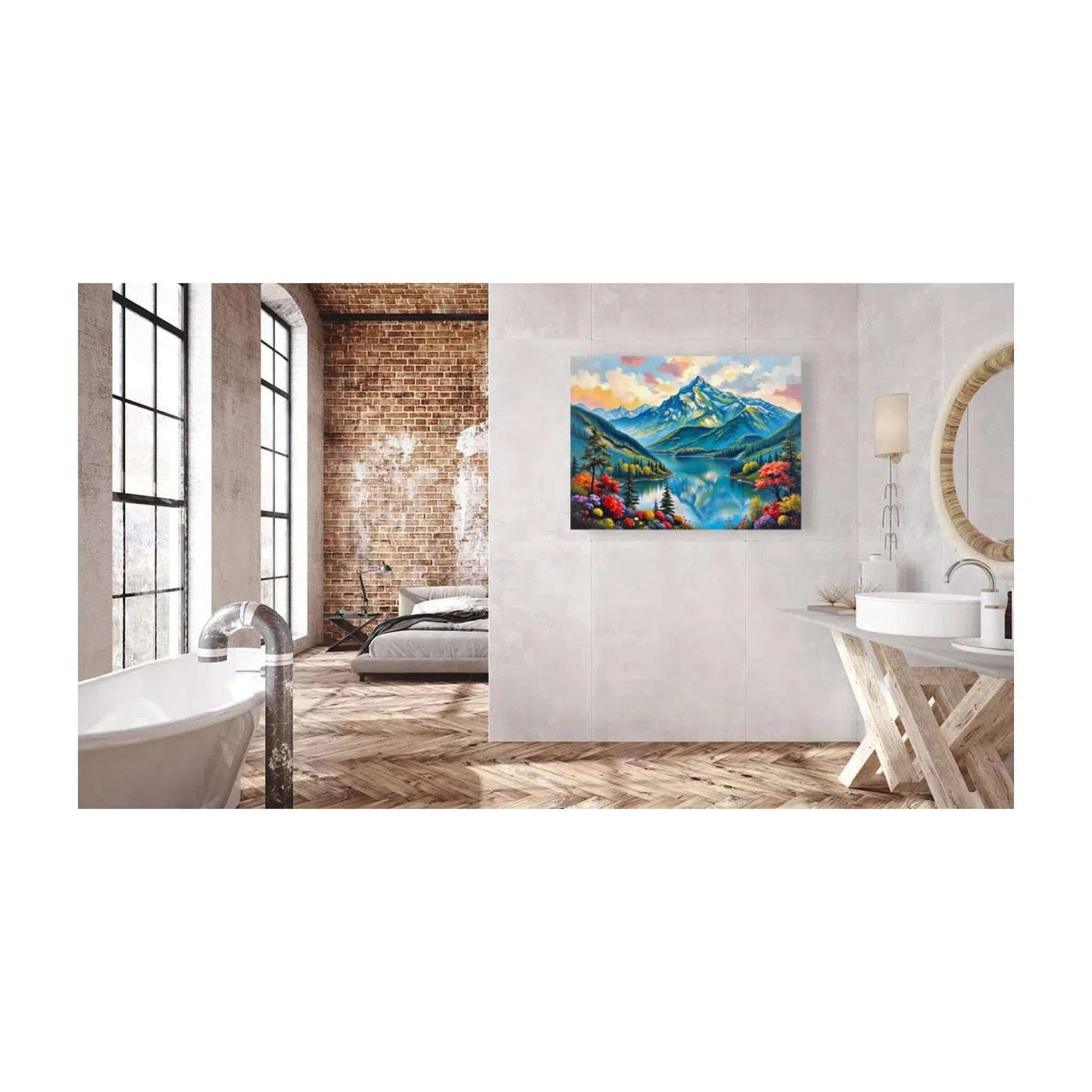 Beautiful Lake Landscape Nature Art Print 43705 Visual Wall Art