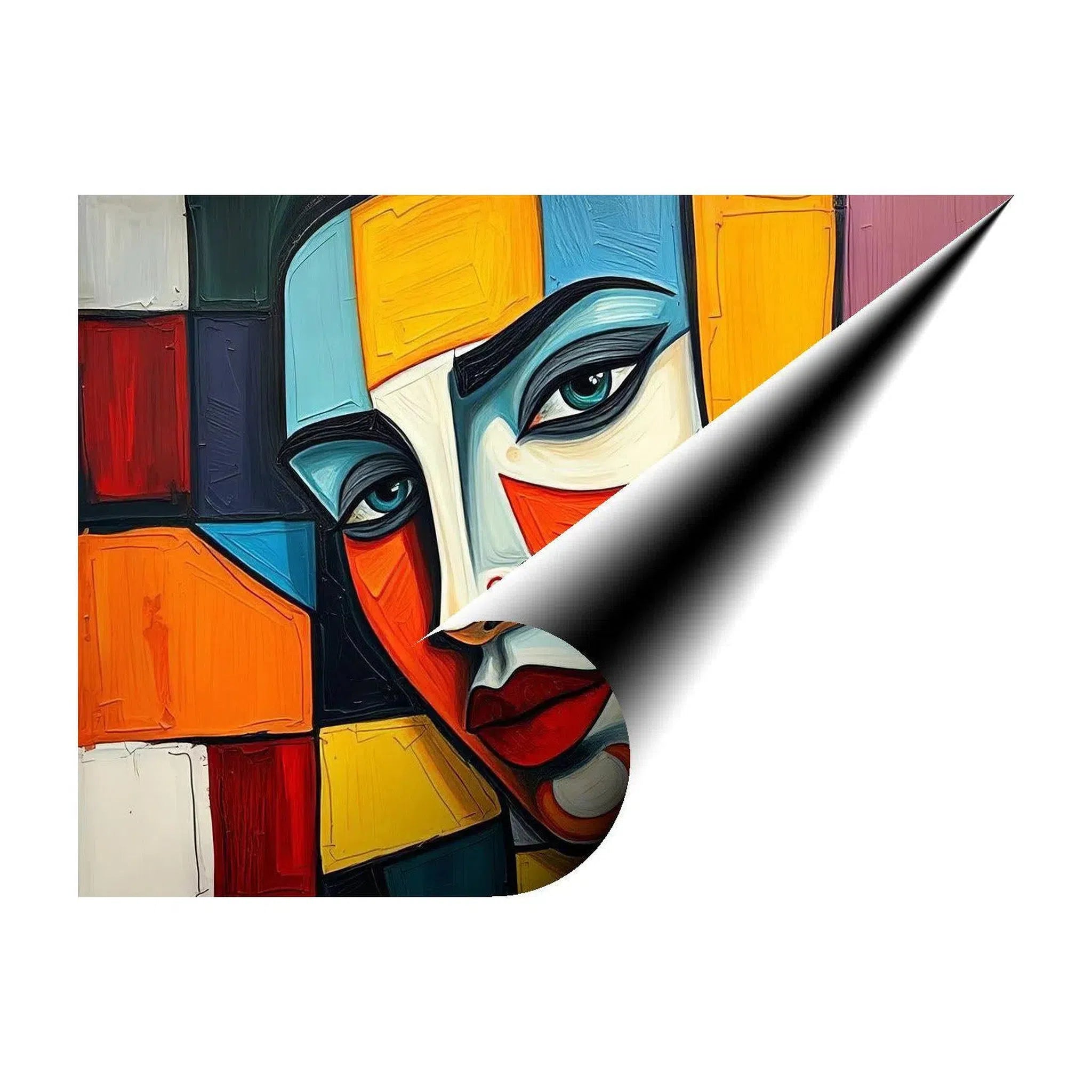 Behind Blocks, Abstract Art Print 43627 Giclée Rolled Canvas Print Visual Wall Art