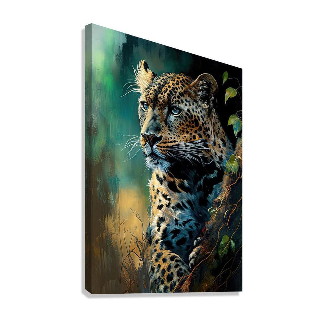 Big Cat Leopard Sitting, Animal Art Print 23802 Giclée Stretched Canvas Print Visual Wall Art