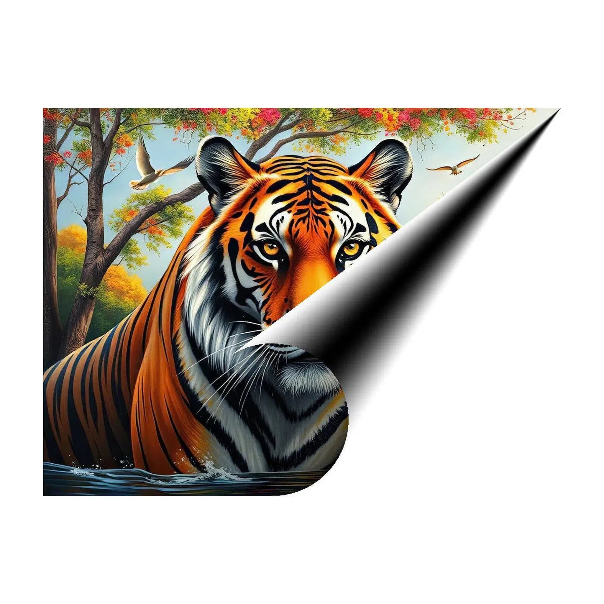 Big Tiger In Water, Animal Art Print 43813 Giclée Rolled Canvas Print Visual Wall Art