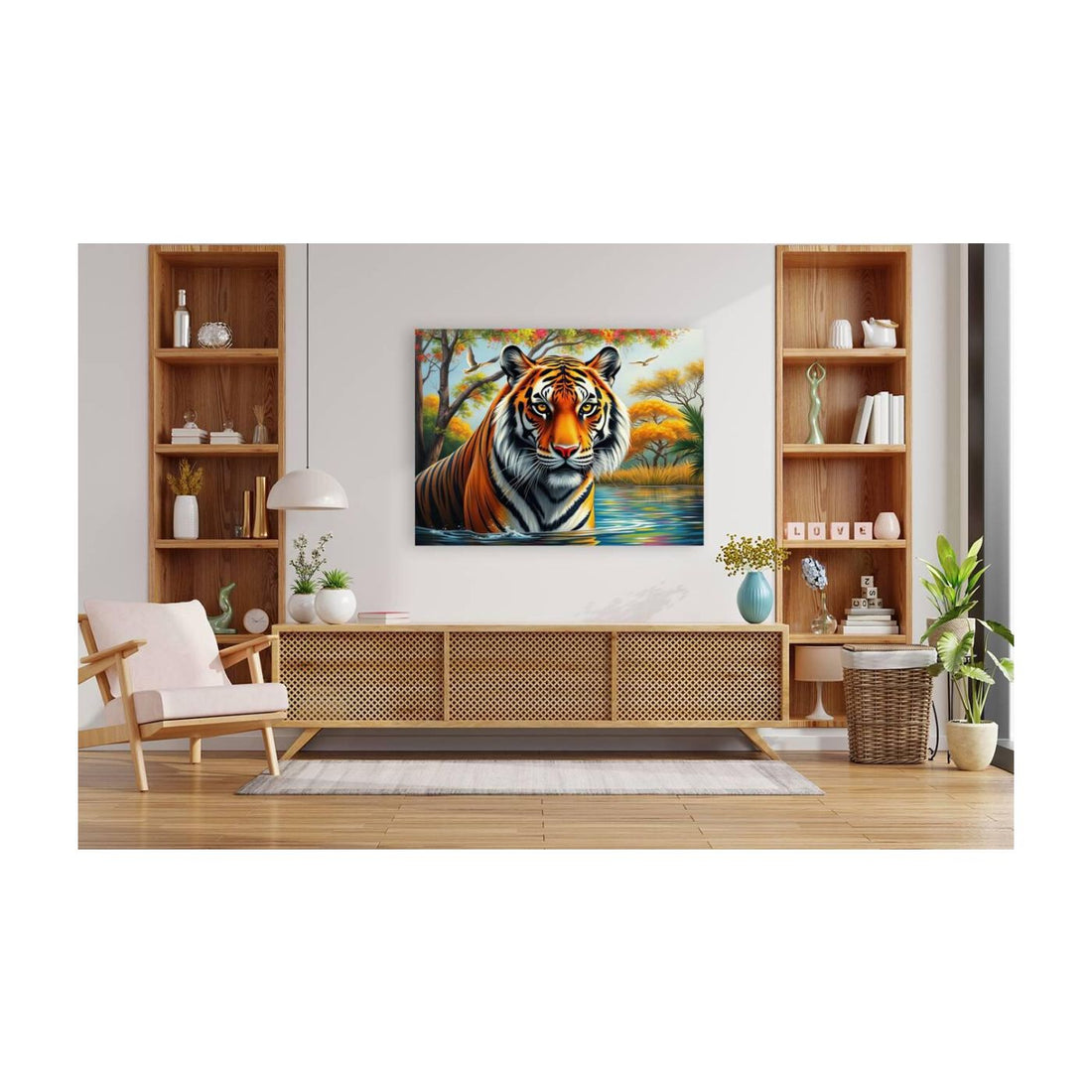 Big Tiger In Water, Animal Art Print 43813 Visual Wall Art