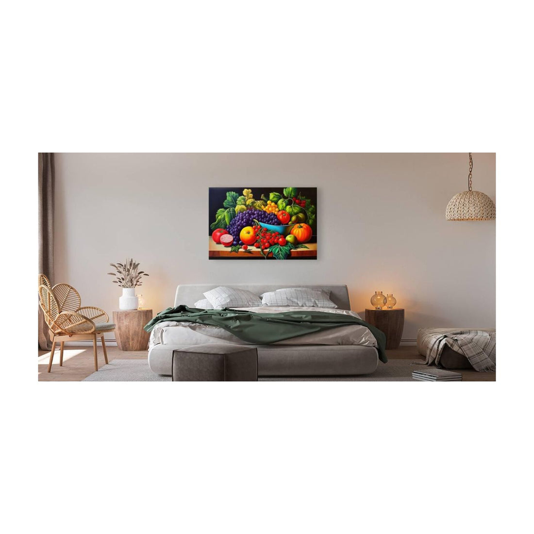 Blue Bowl Of Grapes, Vegetables, Nature Art Print 32624 Visual Wall Art