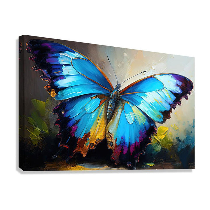 Blue Butterfly, Flying Morpho, Insect Art Print 32201 Giclée Stretched Canvas Print Visual Wall Art