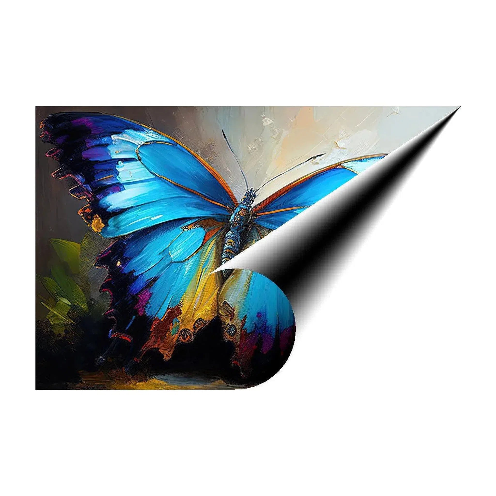 Blue Butterfly, Flying Morpho, Insect Art Print 32201 Giclée Fine Art Matte Paper Print Visual Wall Art