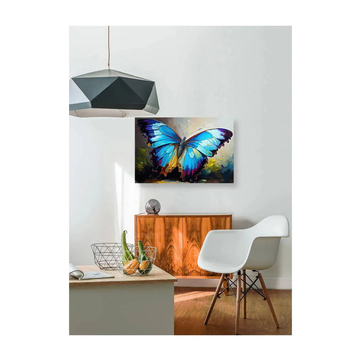 Blue Butterfly, Flying Morpho, Insect Art Print 32201 Visual Wall Art