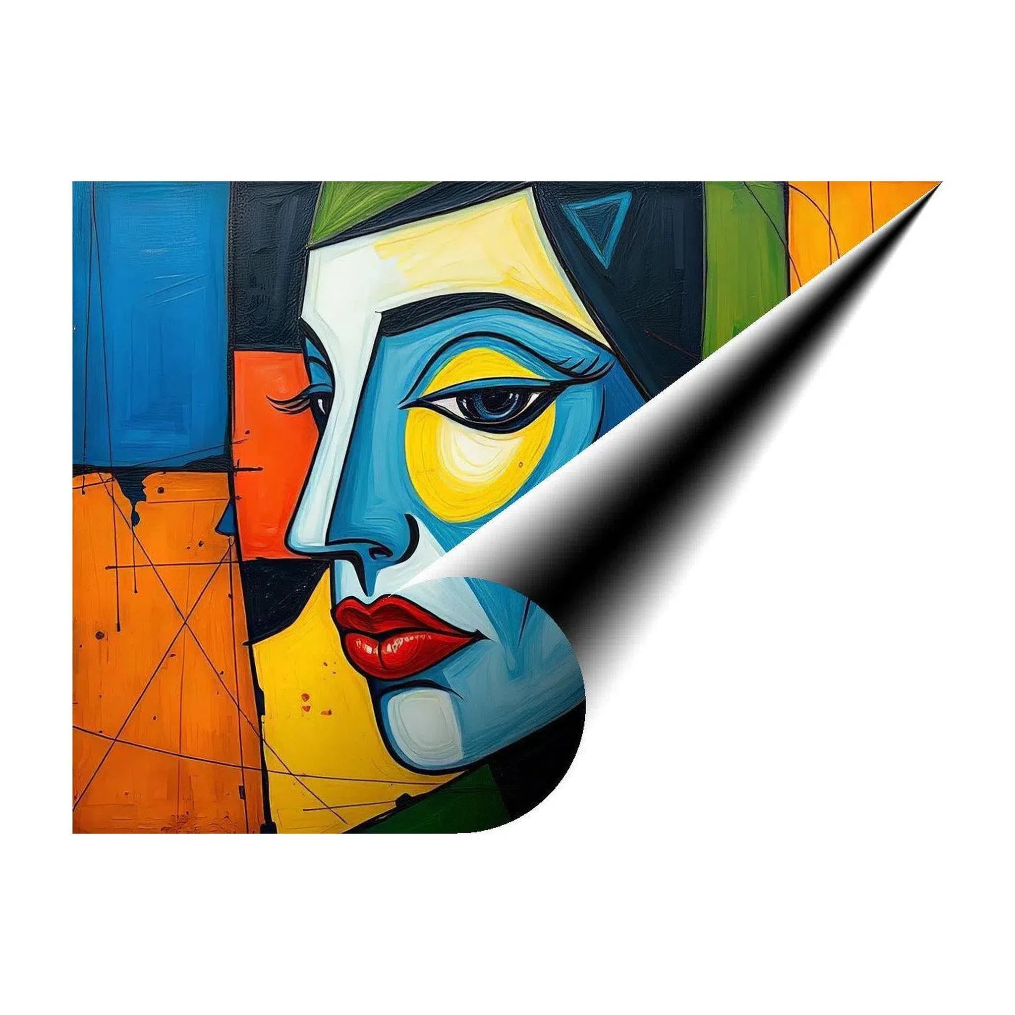 Blue Face, Abstract Art Print 43634 Giclée Fine Art Matte Paper Print Visual Wall Art