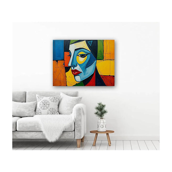 Blue Face, Abstract Art Print 43634 Visual Wall Art