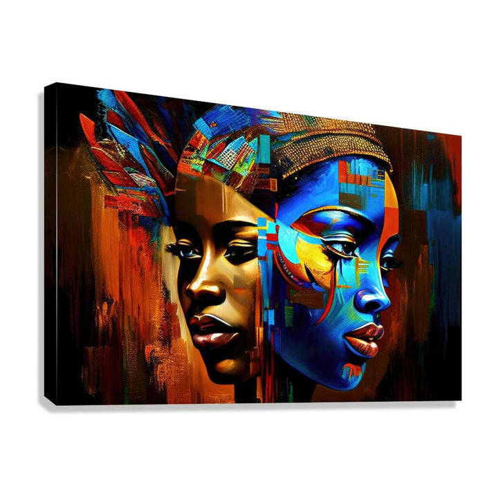 Blue Face Dinka, Ethnic Abstract Art Print 32106 Giclée Stretched Canvas Print Visual Wall Art