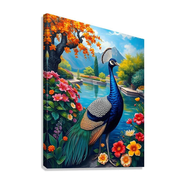 Blue Indian Peafowl Pavo Cristatus, Bird Art Print 34221 Giclée Stretched Canvas Print Visual Wall Art