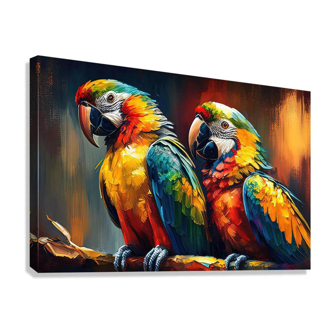 Bongo And Connie Parrots, Psittacines, Bird Art Print 32202 Giclée Stretched Canvas Print Visual Wall Art