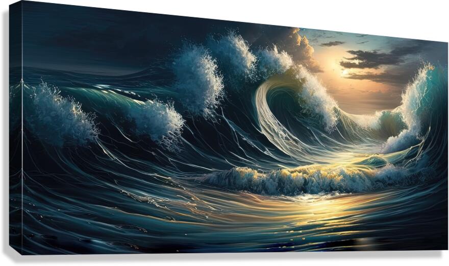 Wave Wonders Sea, Ocean Art Print 21805 Giclée Stretched Canvas Print Visual Wall Art