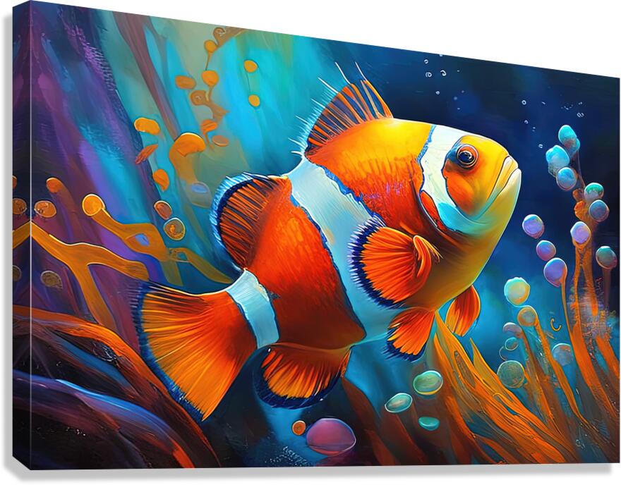 Tropical Clownfish, Ocean Sea Art Print 32201 Giclée Stretched Canvas Print Visual Wall Art