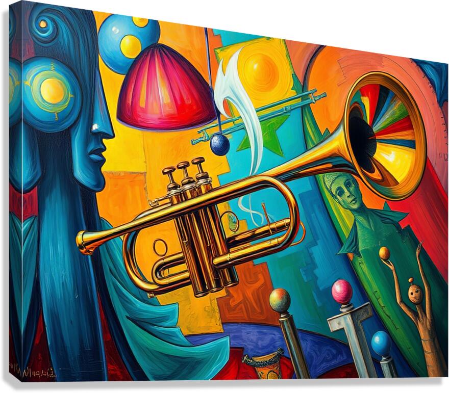 Wind Instrument Trumpet, Art Print 43901 Giclée Stretched Canvas Print Visual Wall Art