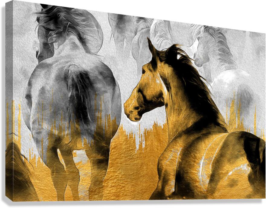 Two Horses Gold Giclee Print 32909 Pictorem.com