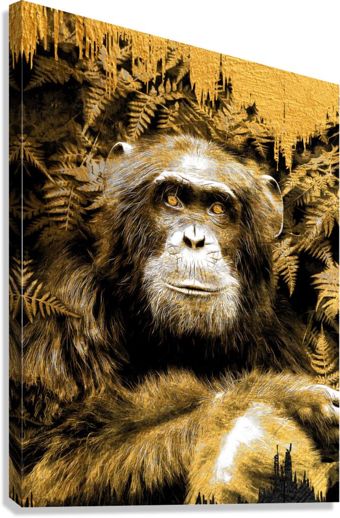 Monkey Portrait Gold Giclee Print 34911 Pictorem.com