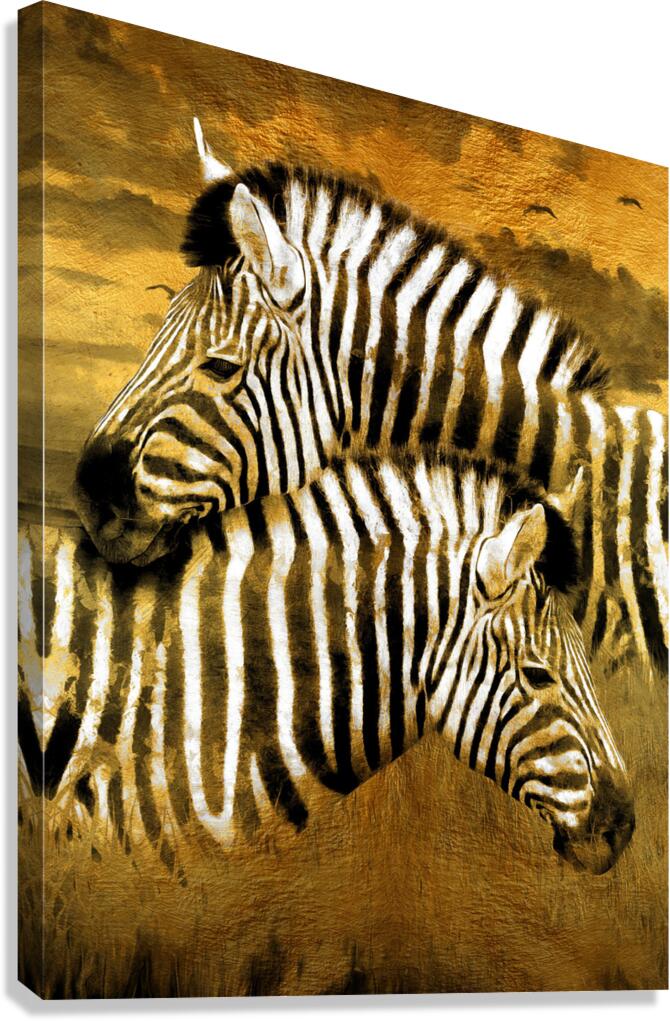 Zebras Love Gold Giclee Print 34921 Pictorem.com