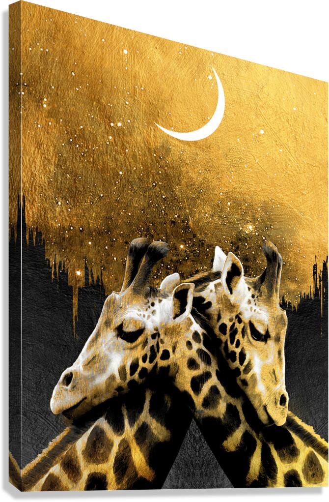 Giraffes Love Gold Giclee Print 34913 Pictorem.com