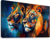 Two King Lions Brothers, Animal Art Print 32101 Giclée Stretched Canvas Print Visual Wall Art