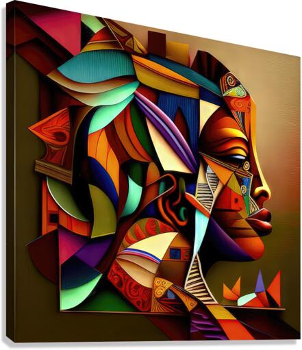 Tribal Hairdress, Ethnic Abstract Art Print 11108 Giclée Stretched Canvas Print Visual Wall Art