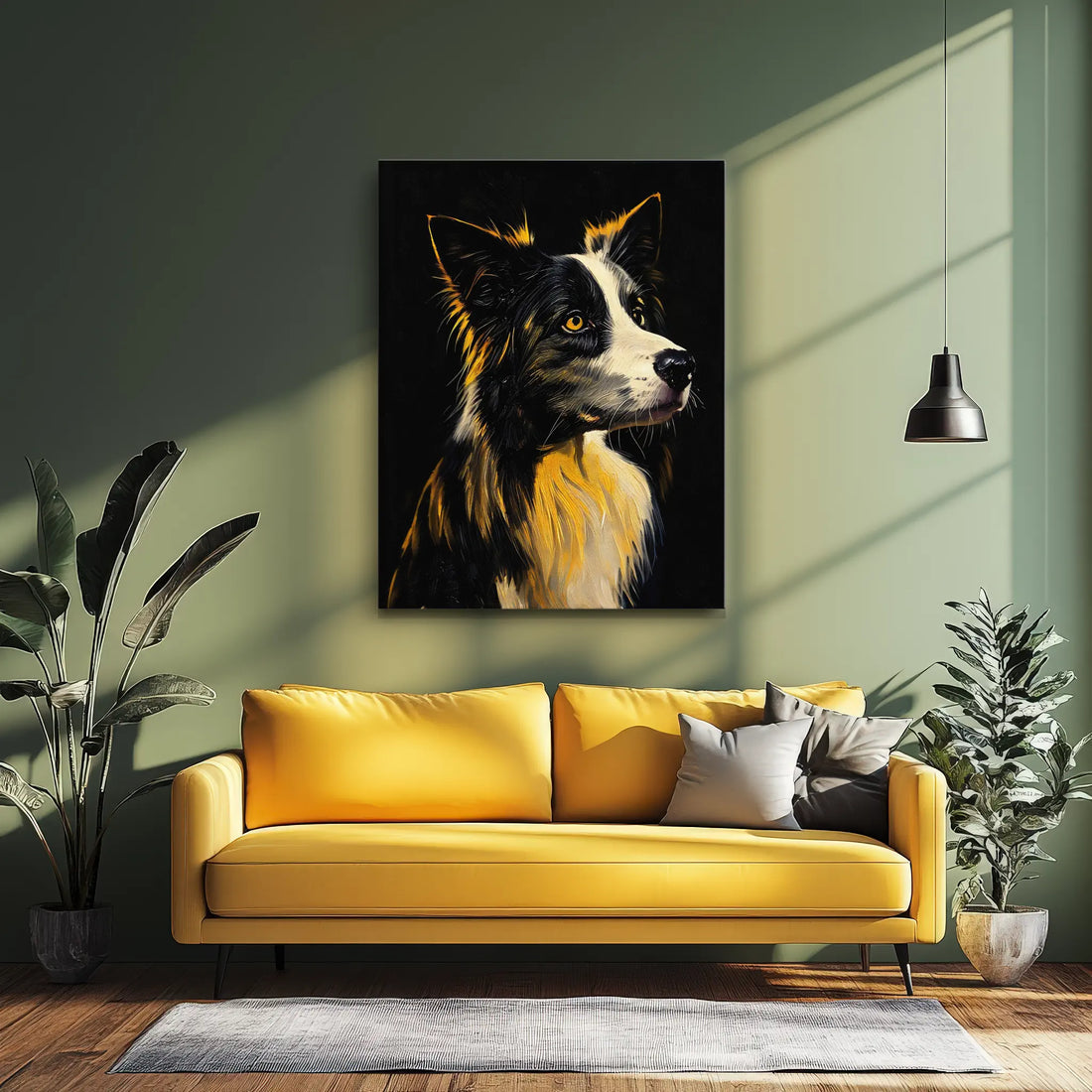 Border Collie with Golden Glow Giclée Print 456008 Visual Wall Art AR3:4V-AR4:5V Giclée Print