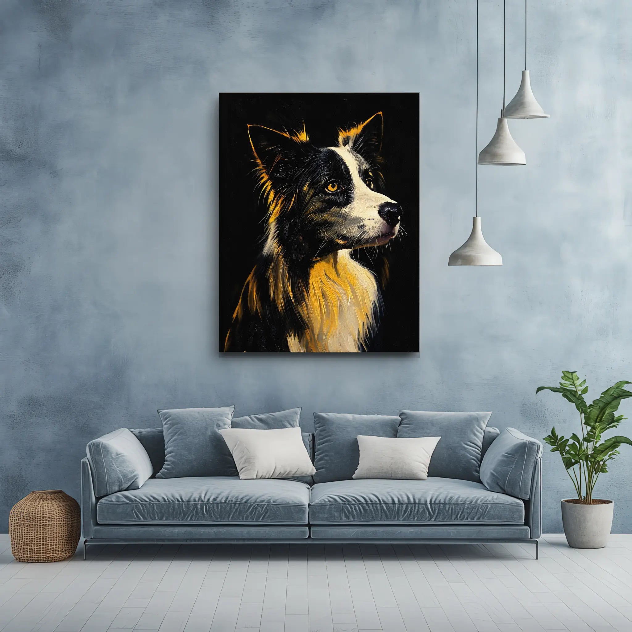 Border Collie with Golden Glow Giclée Print 456008 Visual Wall Art AR3:4V-AR4:5V Giclée Print