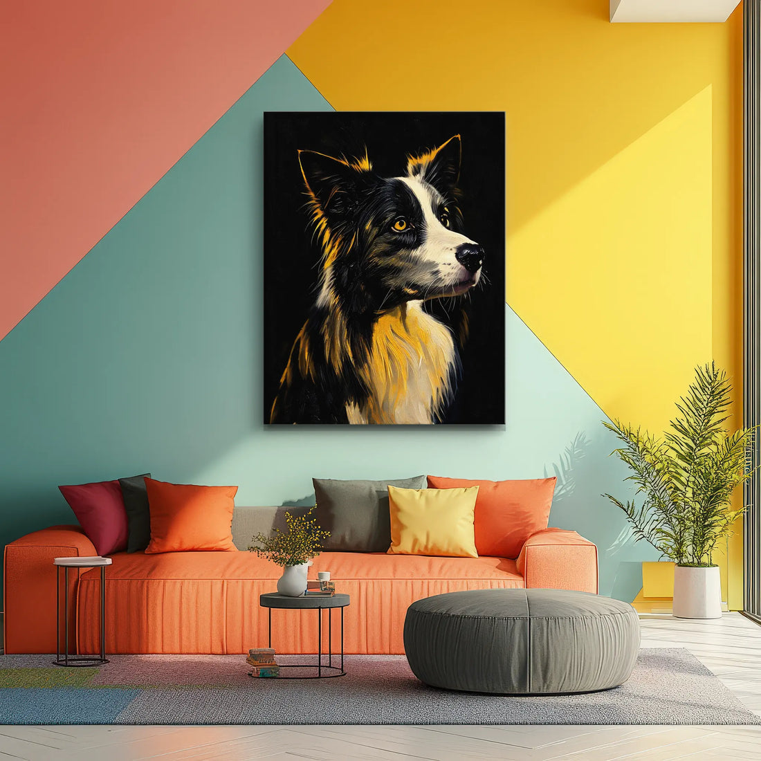 Border Collie with Golden Glow Giclée Print 456008 Visual Wall Art AR3:4V-AR4:5V Giclée Print