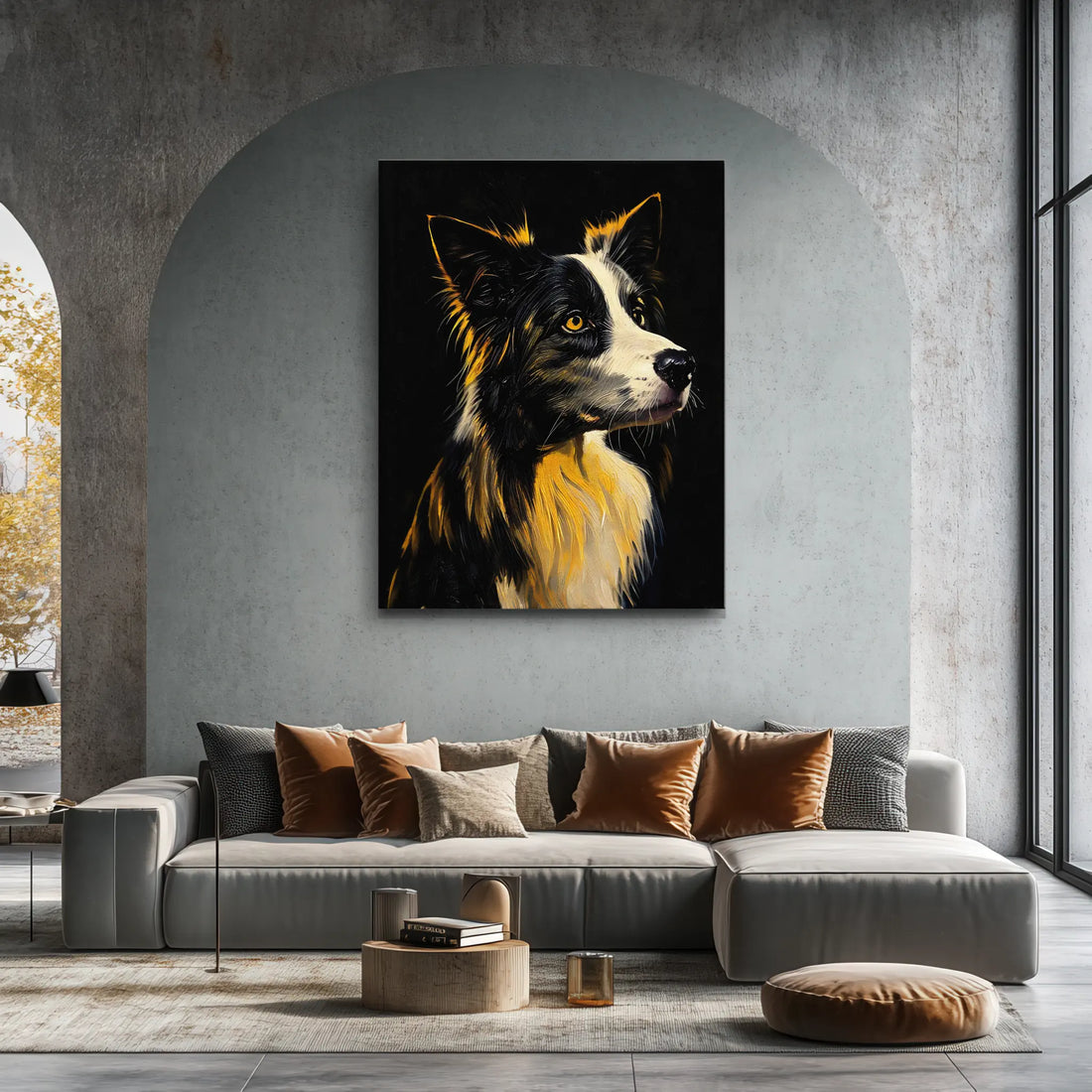 Border Collie with Golden Glow Giclée Print 456008 Visual Wall Art AR3:4V-AR4:5V Giclée Print
