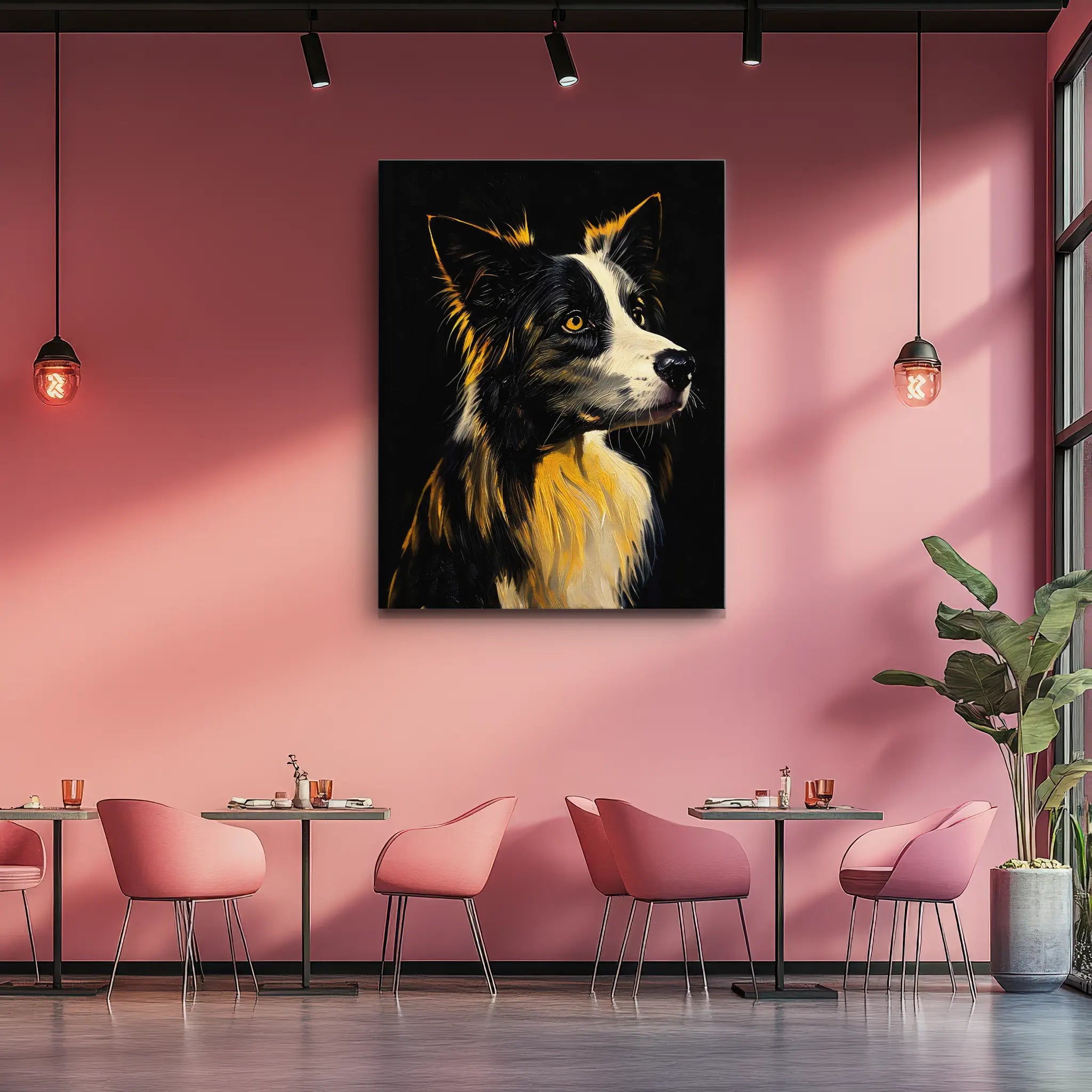 Border Collie with Golden Glow Giclée Print 456008 Visual Wall Art AR3:4V-AR4:5V Giclée Print