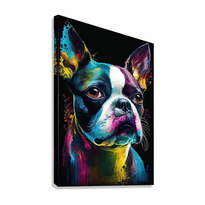 Boston Terrier Dog , Paw And Claws, Pet Portrait Print 23701 Giclée Stretched Canvas Print Visual Wall Art