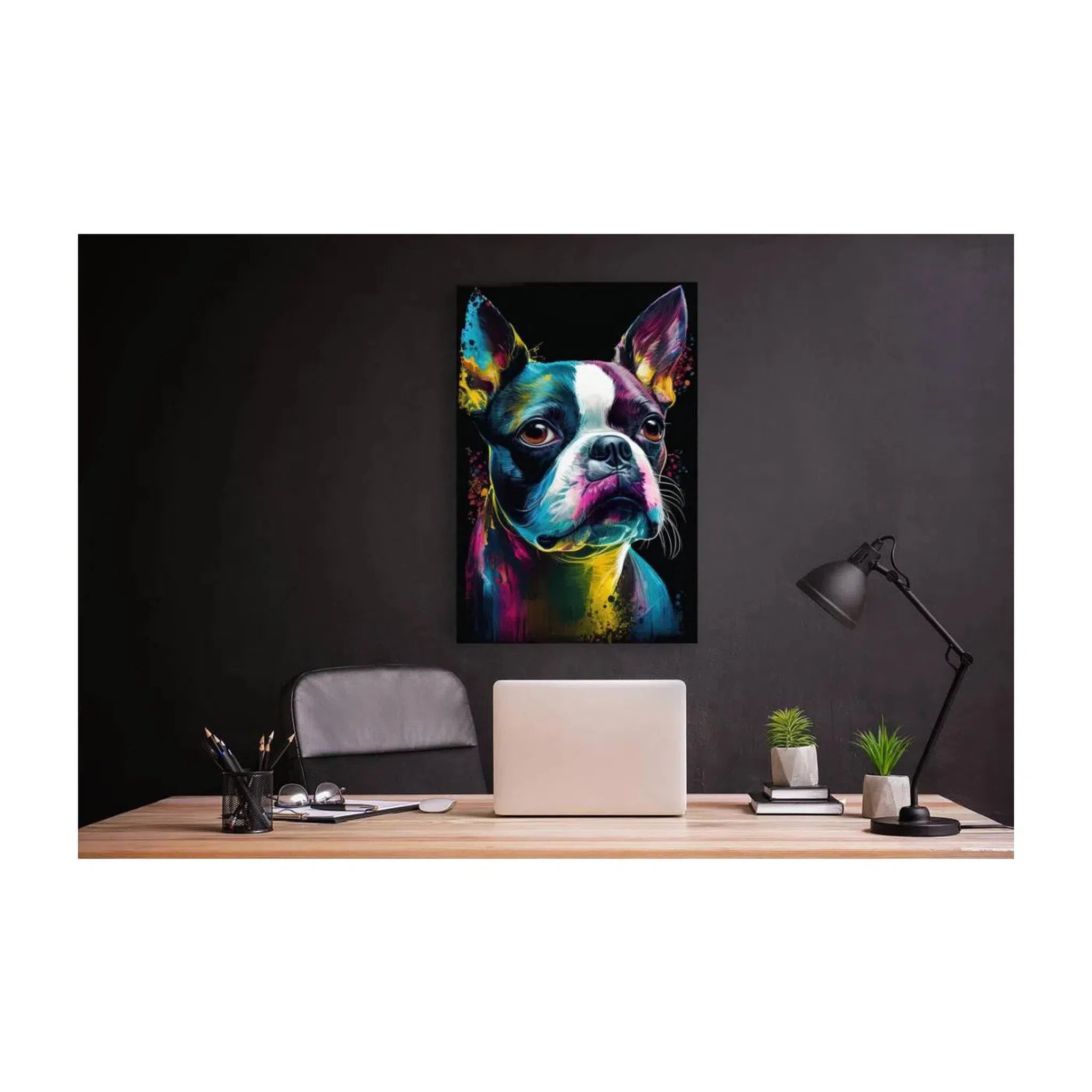 Boston Terrier Dog, Pet Portrait Print 23701 Visual Wall Art