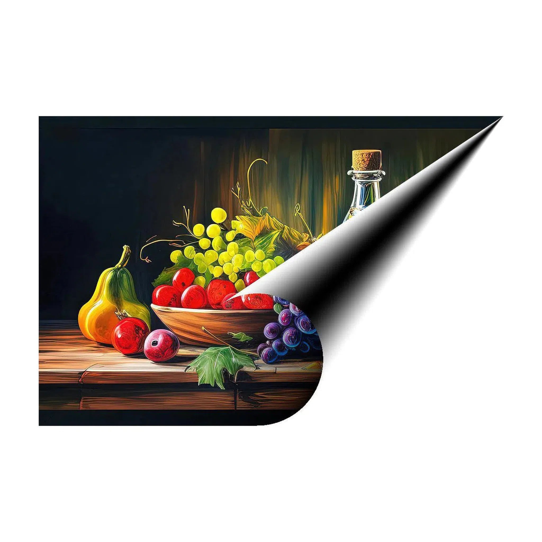 Bowl Of Apples And Grapes, Still Life Nature Art Print 32605 Giclée Rolled Canvas Print Visual Wall Art