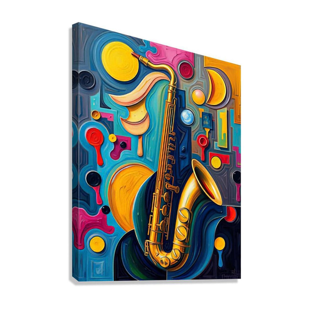 Brass Instrument Saxophone, Art Print 34101 Giclée Stretched Canvas Print Visual Wall Art