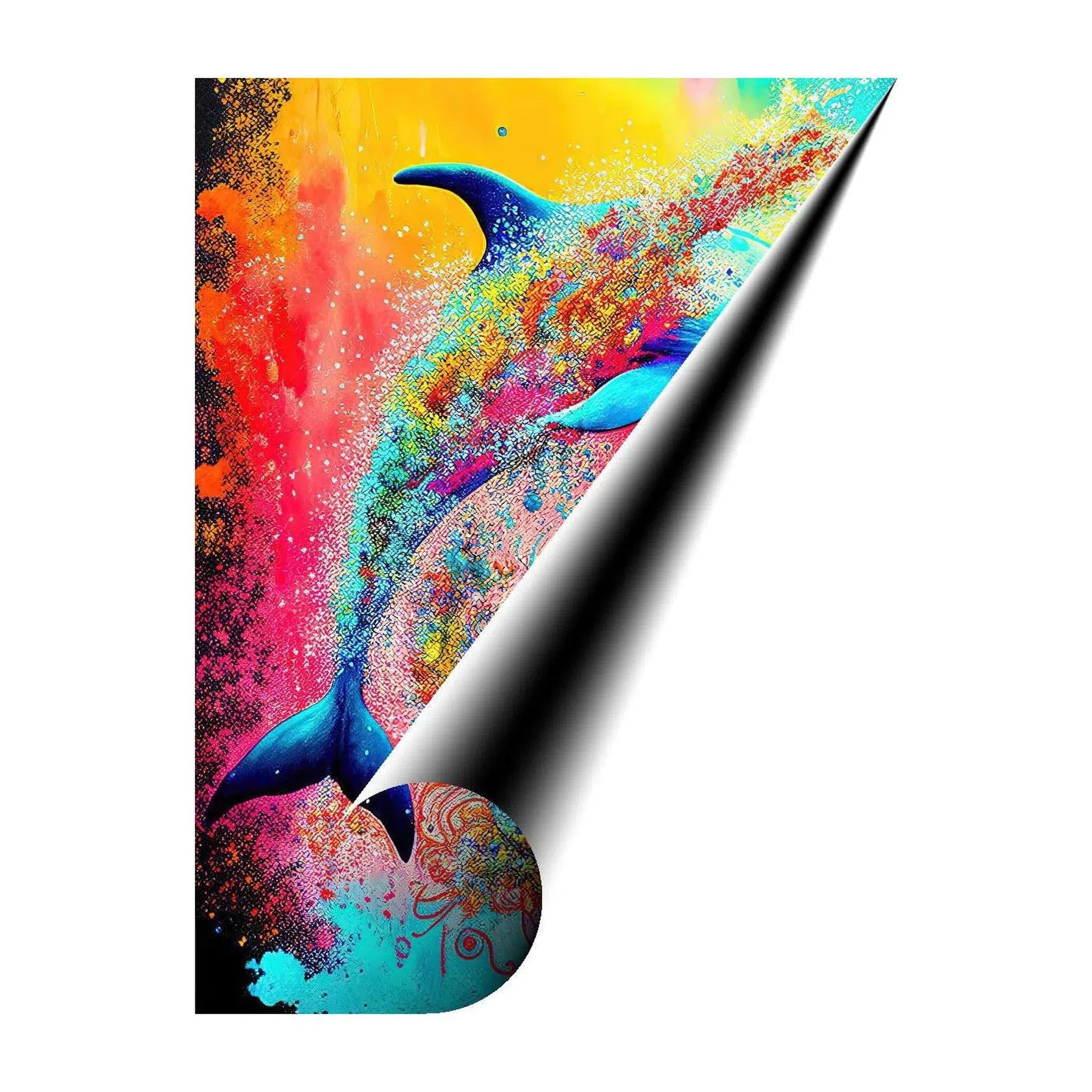 Breaching Dolphin, Ocean Animal Art Print 34106 Giclée Fine Art Matte Paper Print Visual Wall Art