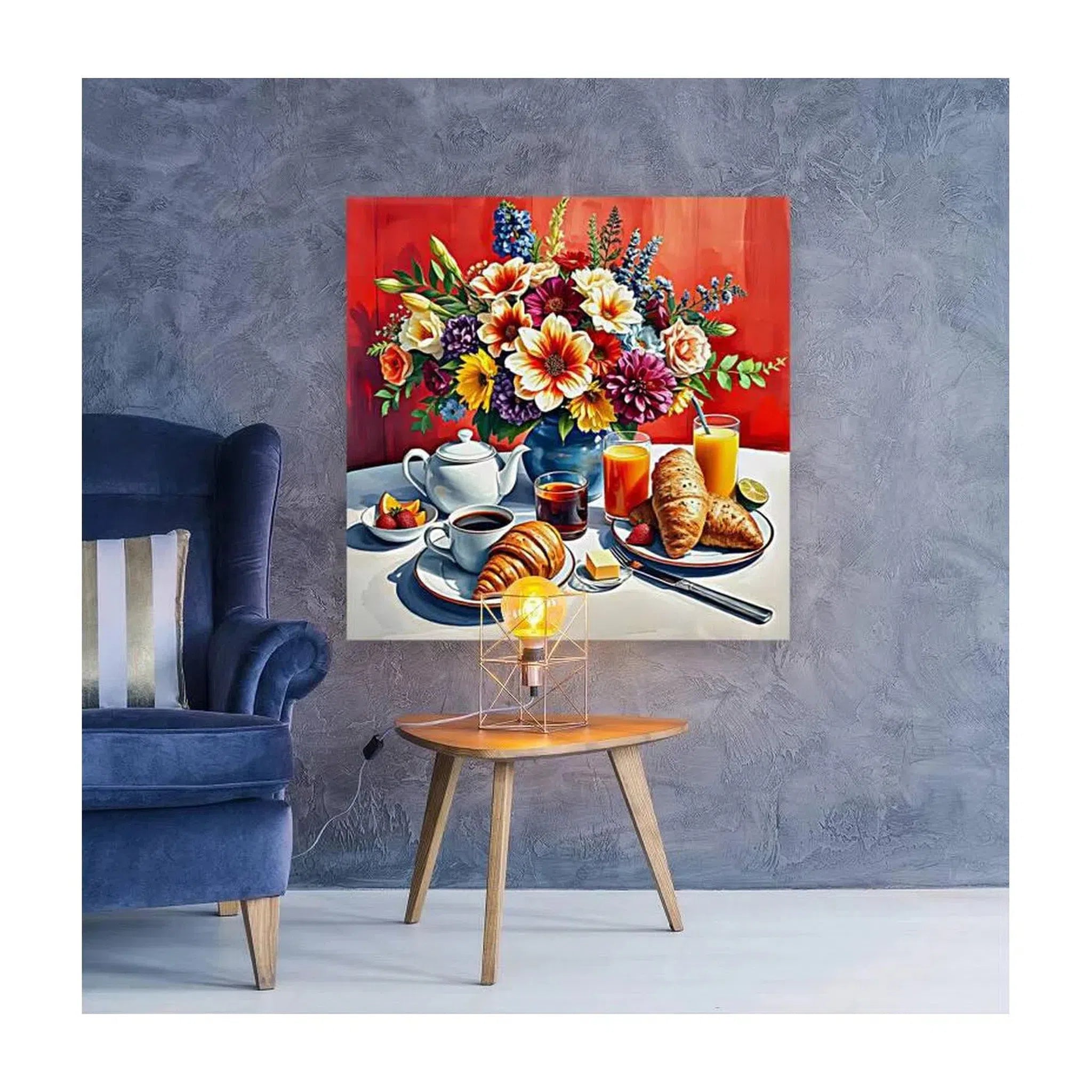 Breakfast With Flowers Still Life Print 11906 Visual Wall Art