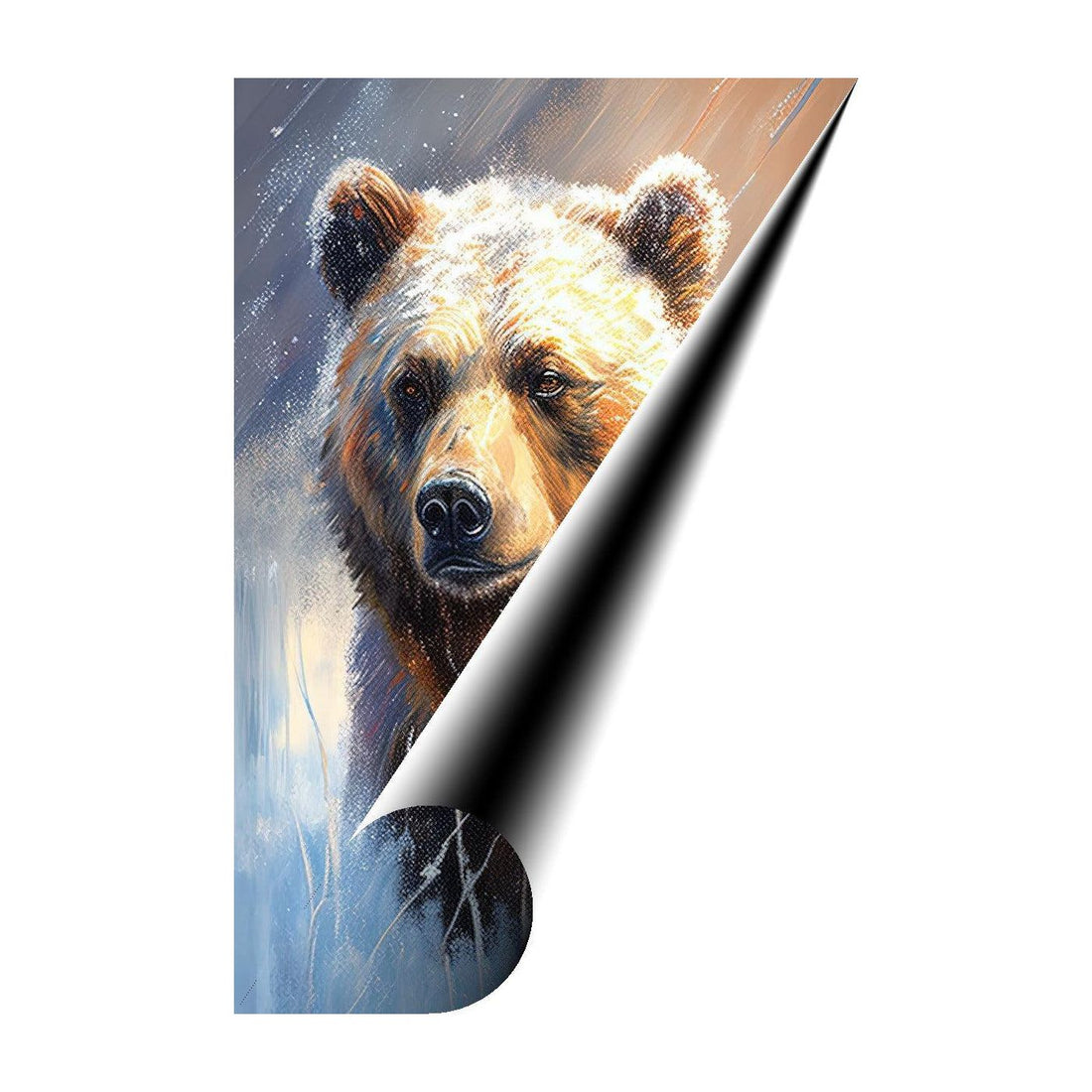 Brown Bear In Snow, Grizzly Animal Art Print 23501 Giclee Rolled Canvas Print Visual Wall Art