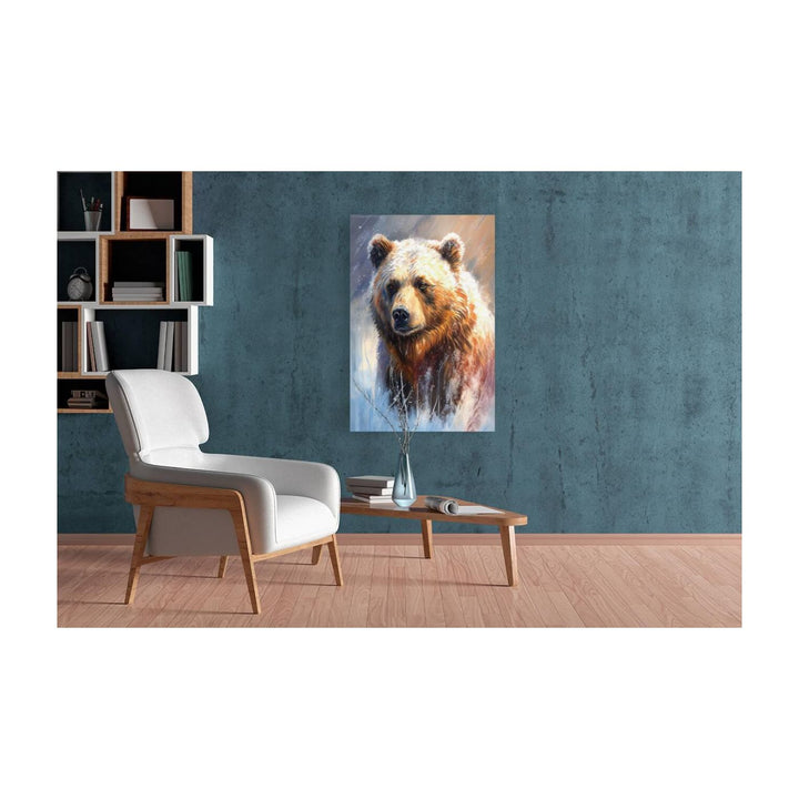 Brown Bear In Snow, Grizzly Animal Art Print 23501 Visual Wall Art