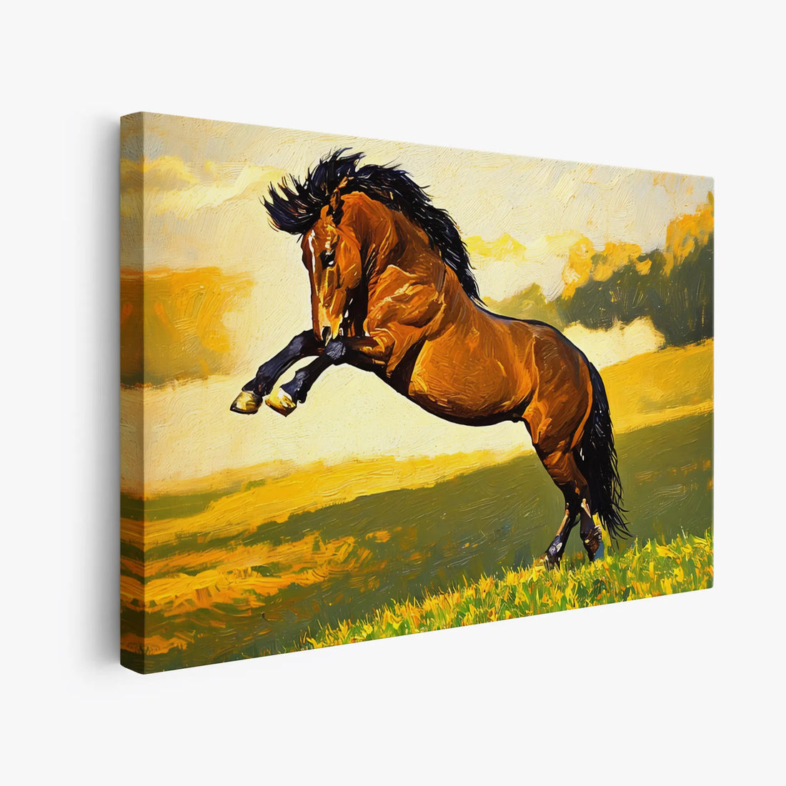 Brown Horse Rearing in Field Giclée Print 322001 Visual Wall Art AR3:2H Giclée Print