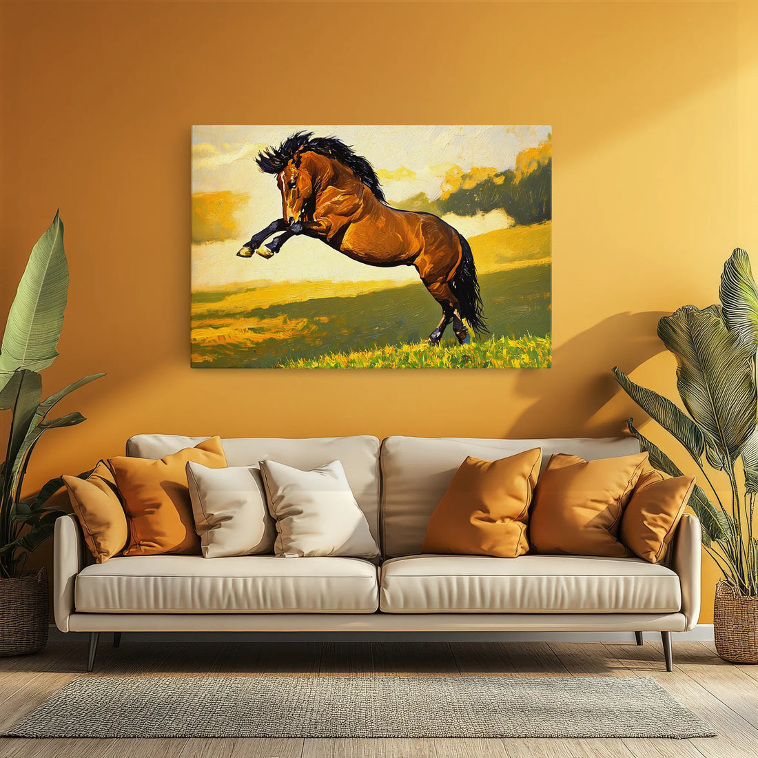 Brown Horse Rearing in Field Giclée Print 322001 Visual Wall Art AR3:2H Giclée Print