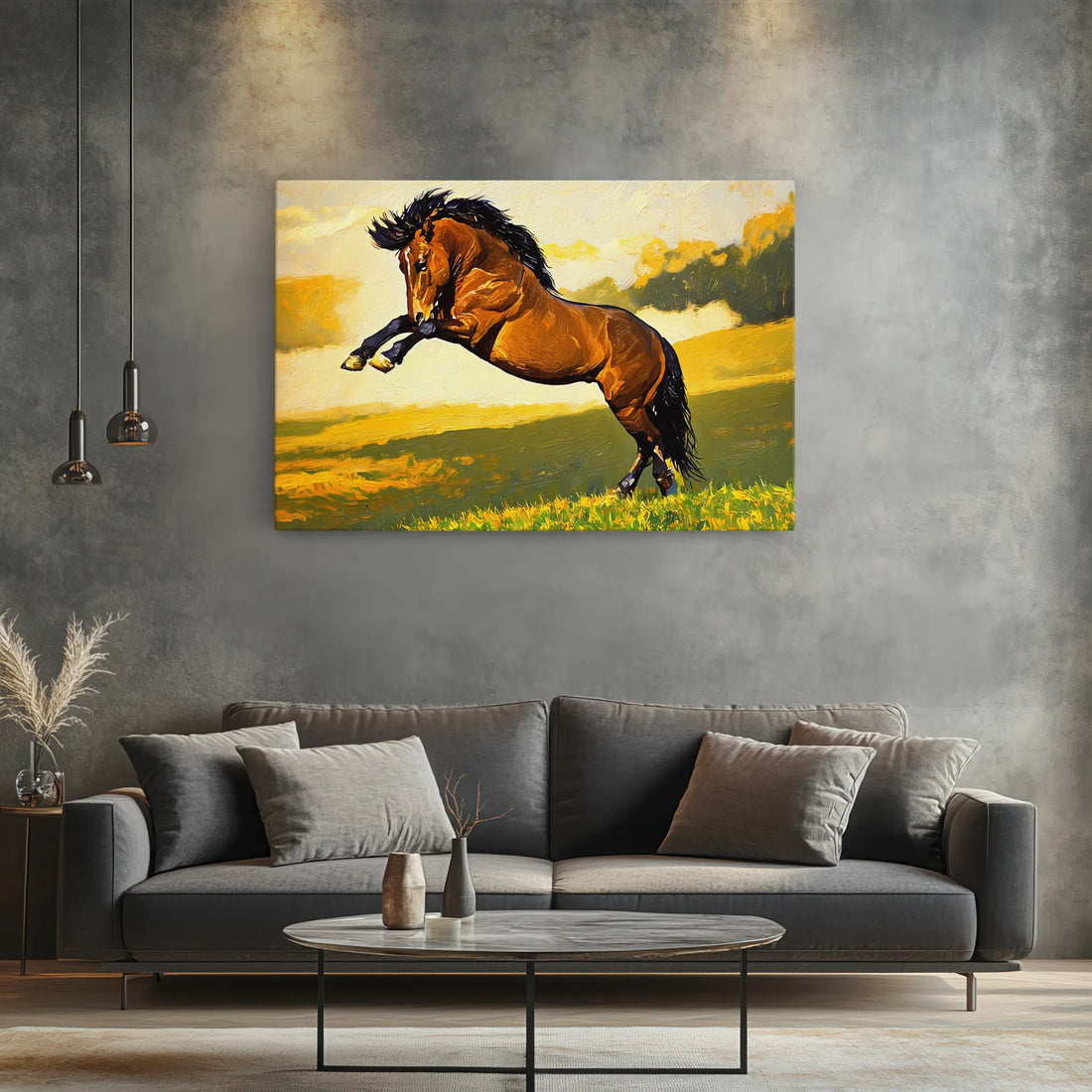 Brown Horse Rearing in Field Giclée Print 322001 Visual Wall Art AR3:2H Giclée Print