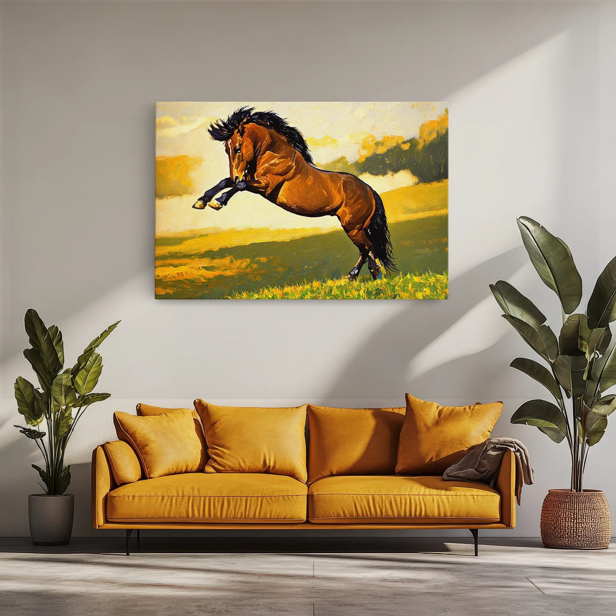 Brown Horse Rearing in Field Giclée Print 322001 Visual Wall Art AR3:2H Giclée Print