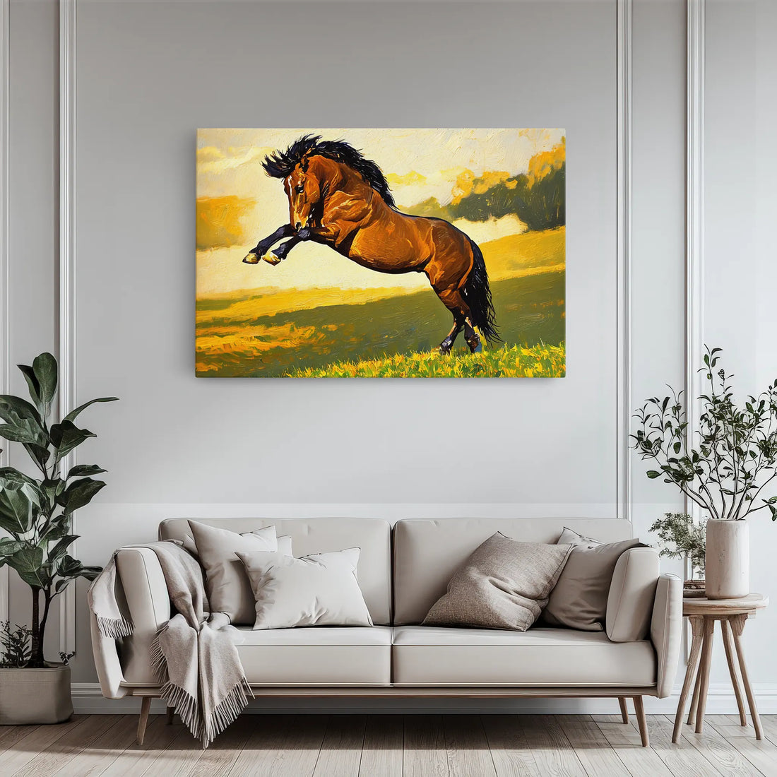 Brown Horse Rearing in Field Giclée Print 322001 Visual Wall Art AR3:2H Giclée Print