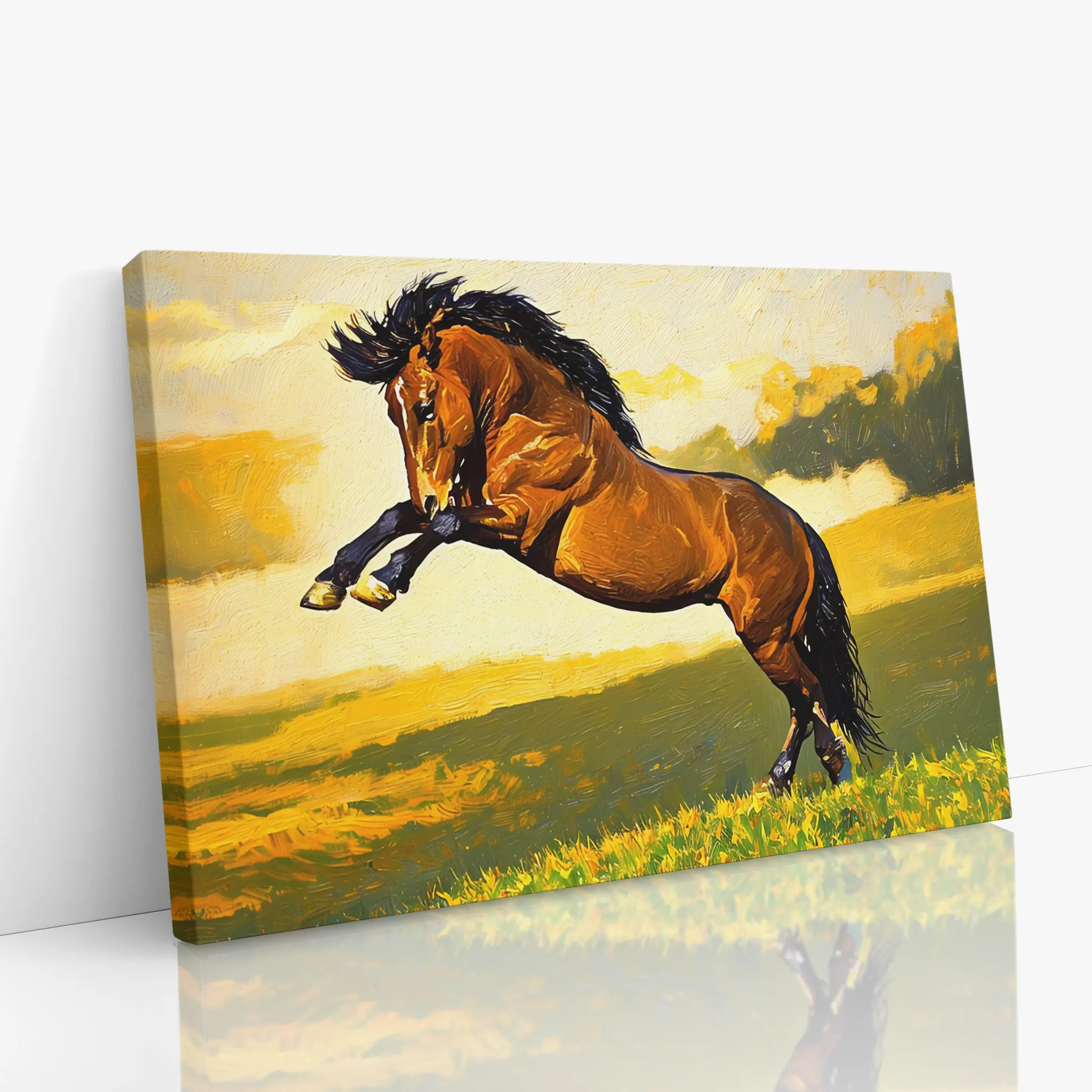 Brown Horse Rearing in Field Giclée Print 322001 Visual Wall Art AR3:2H Giclée Print