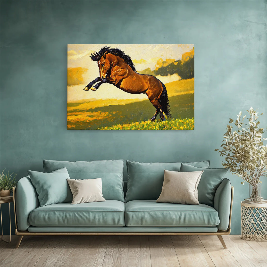 Brown Horse Rearing in Field Giclée Print 322001 Visual Wall Art AR3:2H Giclée Print