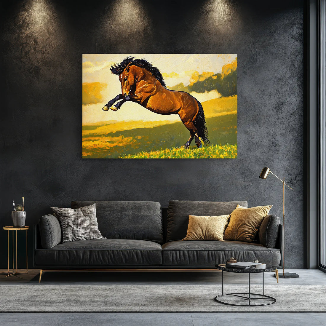 Brown Horse Rearing in Field Giclée Print 322001 Visual Wall Art AR3:2H Giclée Print