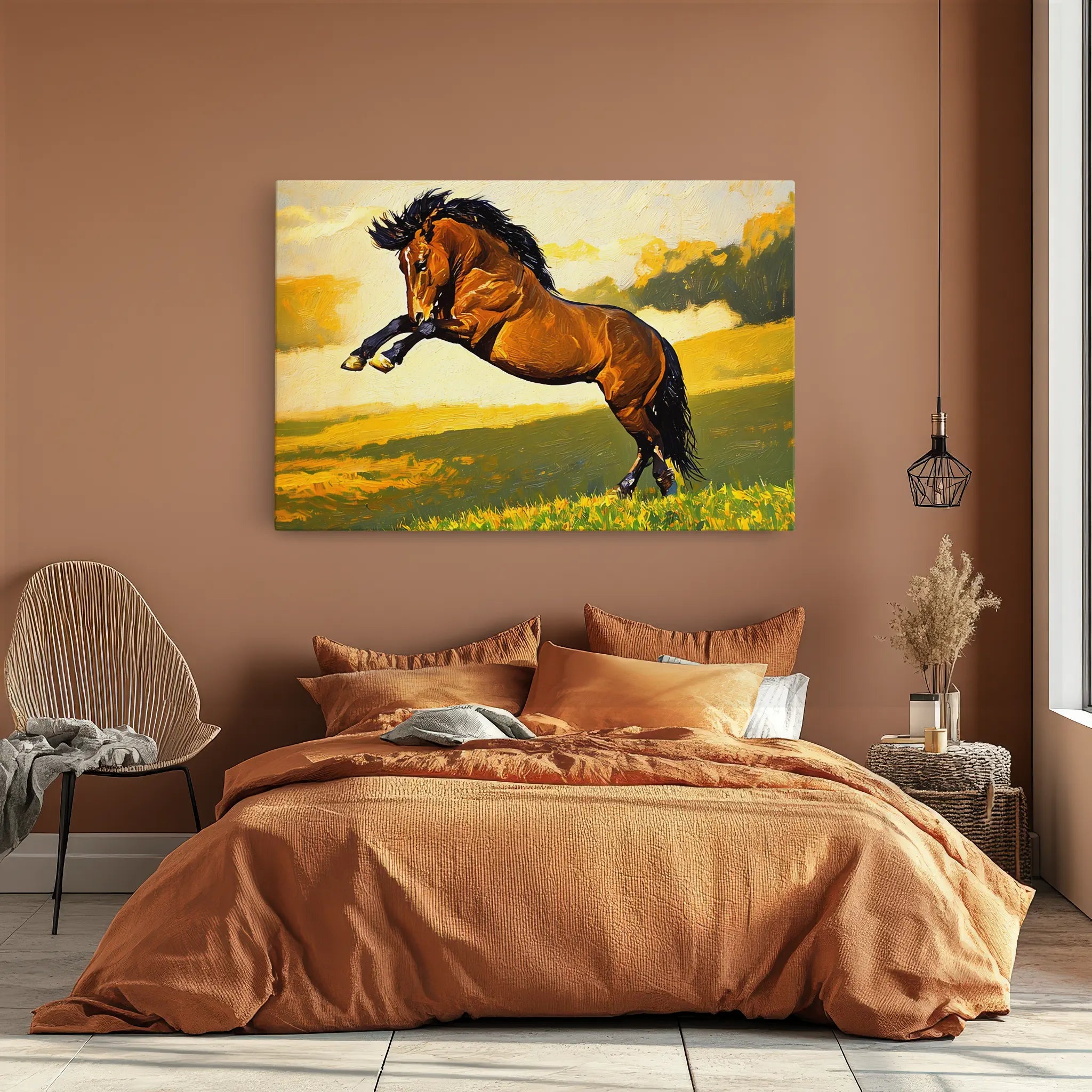 Brown Horse Rearing in Field Giclée Print 322001 Visual Wall Art AR3:2H Giclée Print