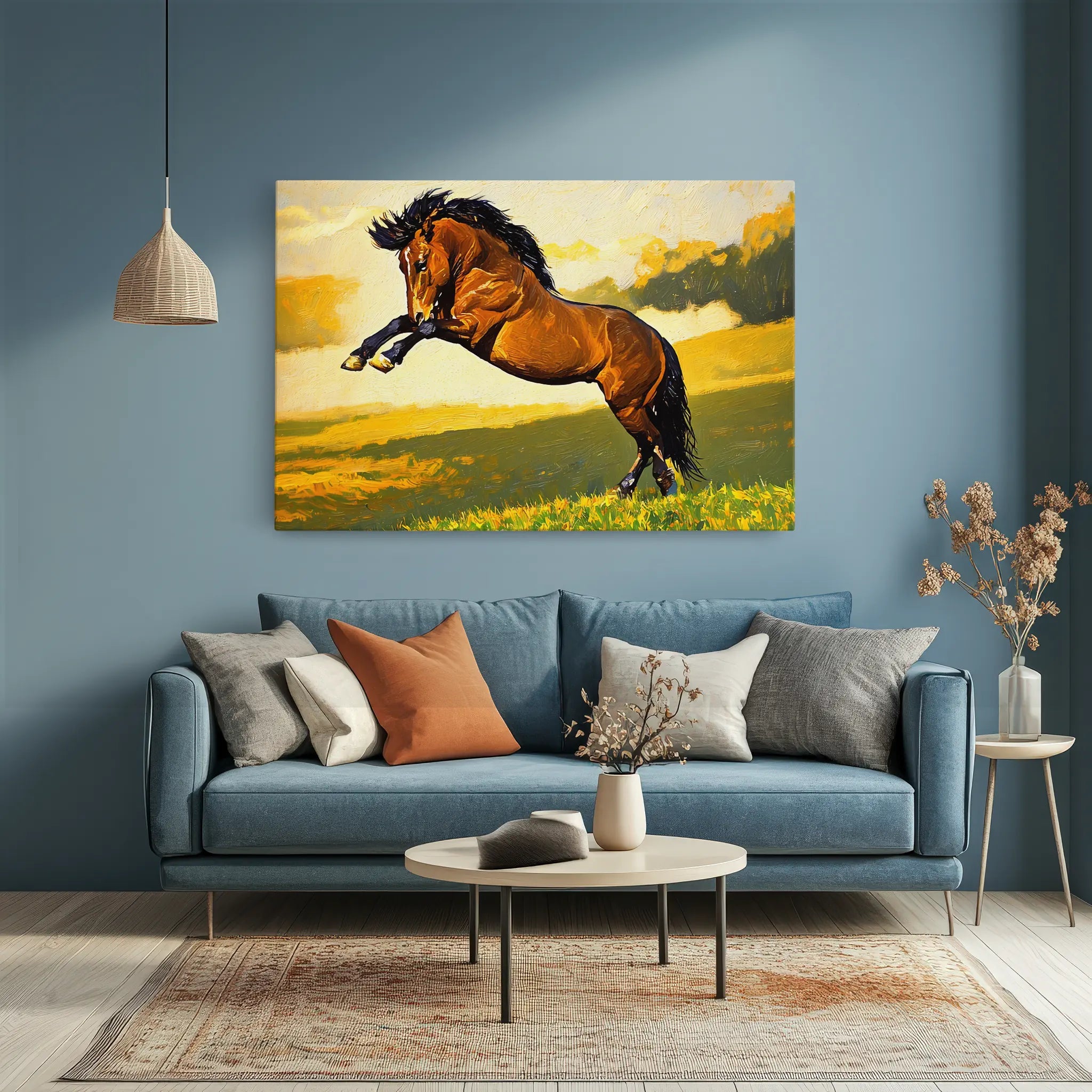 Brown Horse Rearing in Field Giclée Print 322001 Visual Wall Art AR3:2H Giclée Print