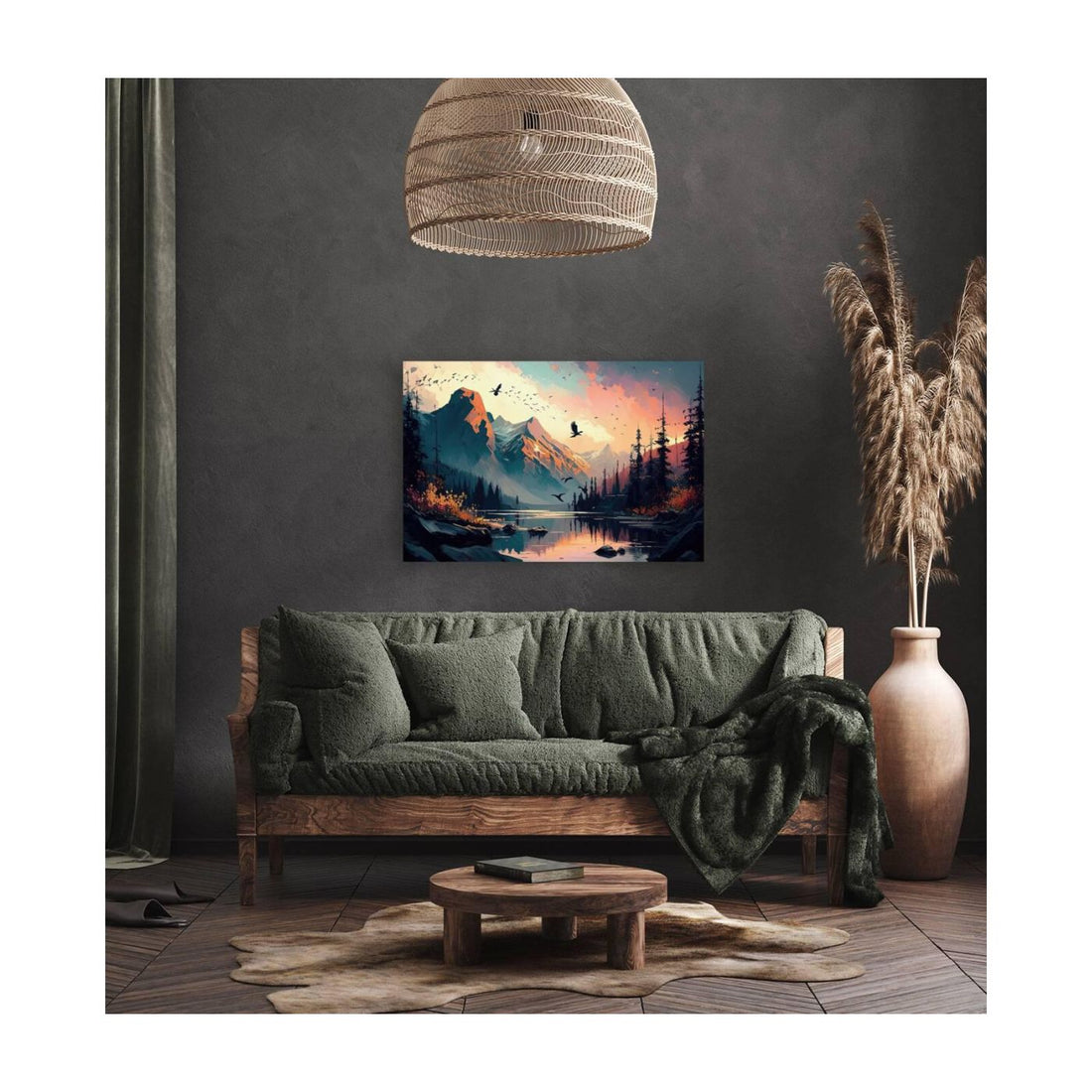 Brown Mountains River, Landscape Nature Art Print 32318 Visual Wall Art