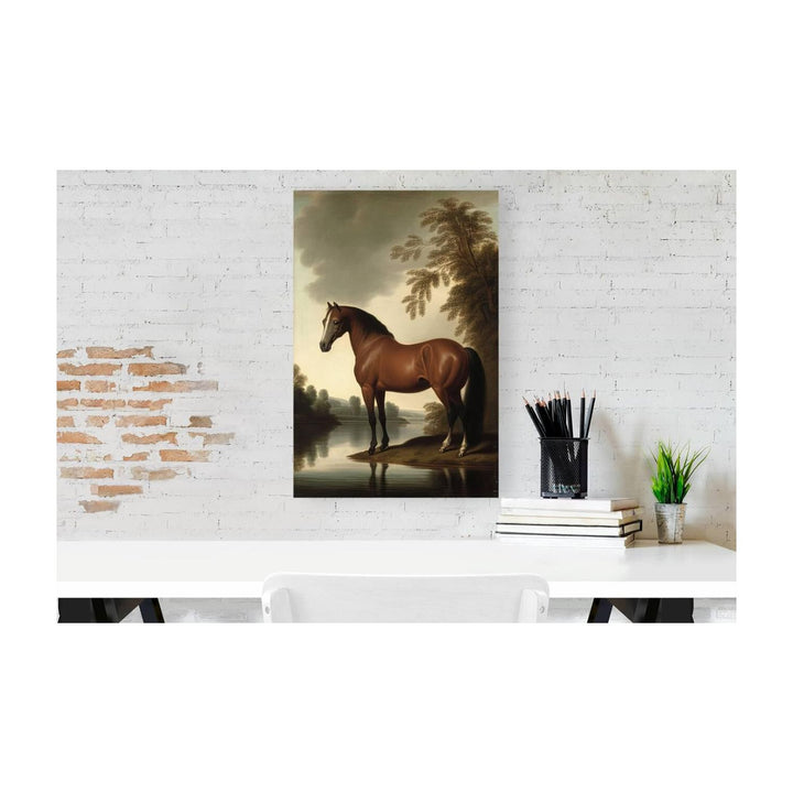 Brown Stallion Horse Pondering, Animal Art Print23403 Visual Wall Art